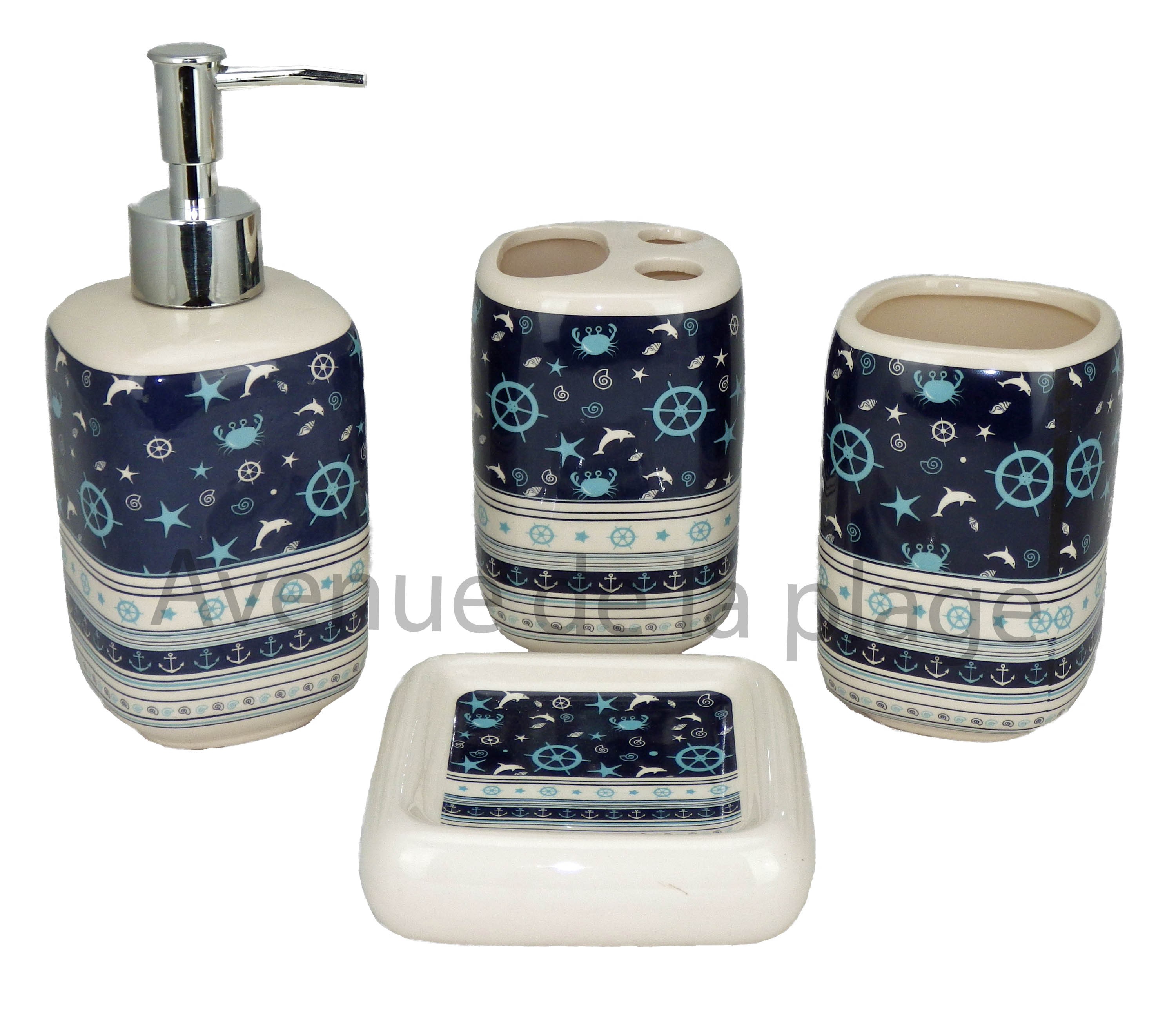 Set salle de bain pas cher animaux marins achat avenue de la plage