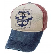 Casquette Maritime Original style usée bleue et rouge A
