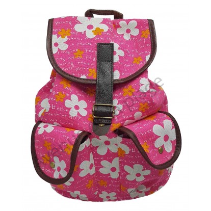 Sac à dos femme rose et fleurs