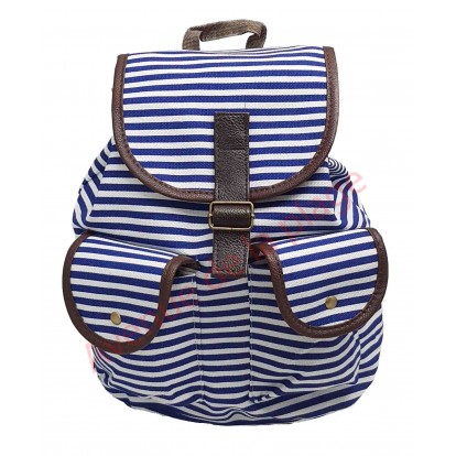 Sac à dos femme rayé bleu et blanc