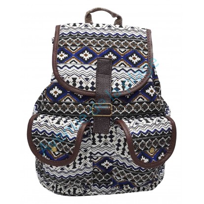 Sac à dos Aztèque bleu et blanc pour femme