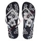 Tongs femme hibiscus et paillettes argentées