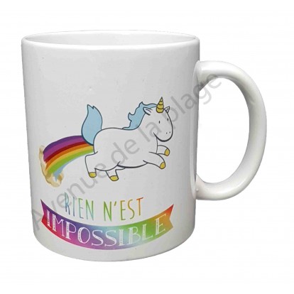 Mug cadeau Licorne "Rien n'est impossible"