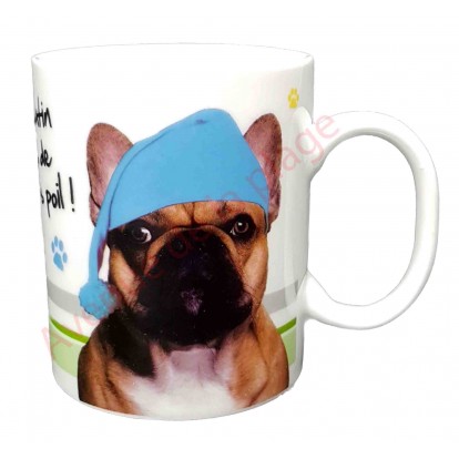 Mug chien Bouledogue Français "Le matin j'suis de mauvais poil"
