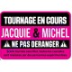 Plaque de porte Jacquie et Michel - Tournage en cours