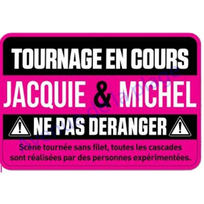Plaque de porte Jacquie et Michel - Tournage en cours