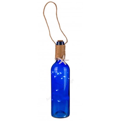 Bouteille bleue en verre lumineuse