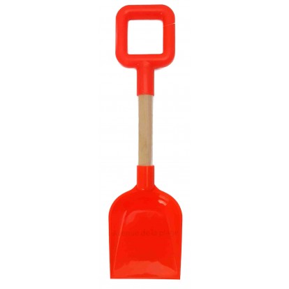 Pelle de plage en plastique orange fluo 36 cm manche bois