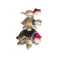 3 tortues en coquillages avec tête qui bouge