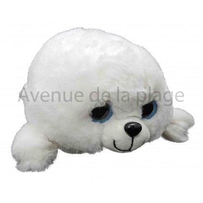 Peluche bébé phoque blanc aux yeux brillants 30 cm