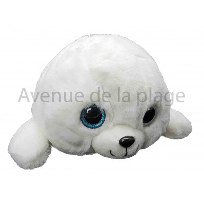 Peluche bébé phoque blanc yeux brillants 40 cm