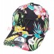 Casquette NY fleurie hibiscus visière arrondie