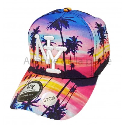 Casquette NY palmiers coucher de soleil