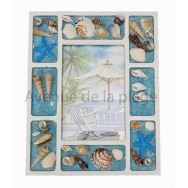 Cadre photo coquillages et sable bleu C
