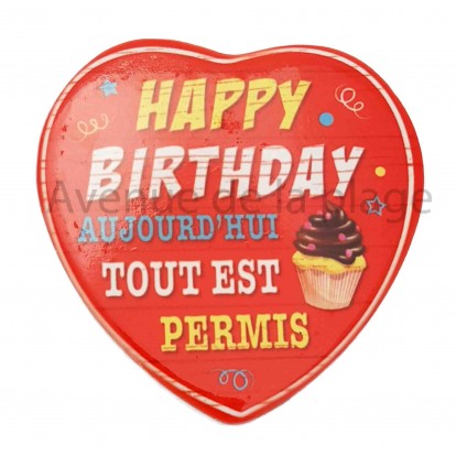 Magnet Coeur Happy Birthday