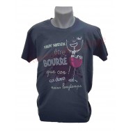 T-shirt humoristique "Mieux vaut être bourré que con !"