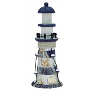 Phare marin en bois 22 cm - Décoration style marin