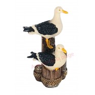 Couple de mouettes sur piquets d'amarrages 12 cm