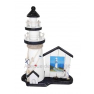Phare marin avec cadre photo cabine de plage