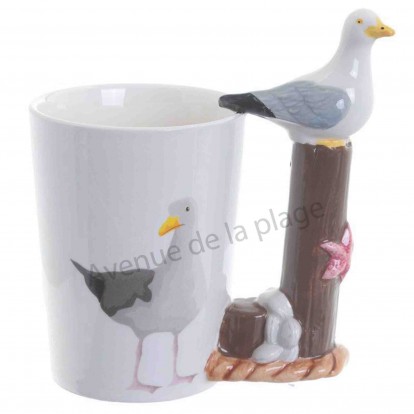 Mug anse mouette sur piquet