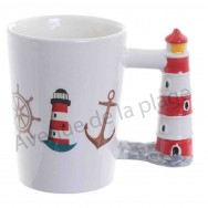 Mug anse phare marin rouge et blanc
