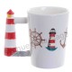 Mug anse phare marin rouge et blanc