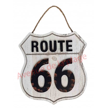 Pancarte Route 66 blanche à accrocher