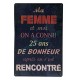 Plaque vintage Ma femme et moi on a connu 25 ans de bonheur