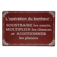 Plaque vintage L'opération du bonheur