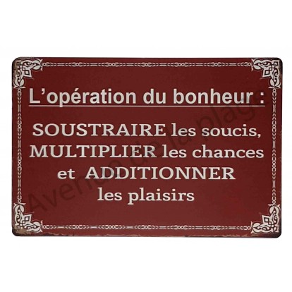 Plaque vintage L'opération du bonheur