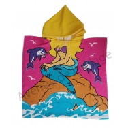 Poncho pour enfant sirène sur rocher