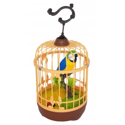 Perroquet bleu en cage sonore
