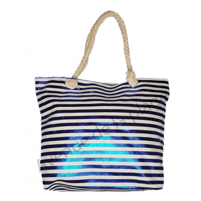 Sac de plage rayures bleues brillantes