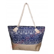 Sac de plage éléphant bleu et toile de jute