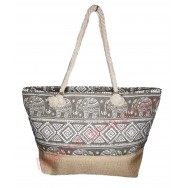 Cabas de plage éléphant gris et toile de jute