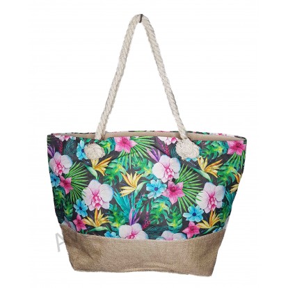 Sac de plage orchidée et fleur tropicale