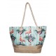 Cabas de plage ancre et flamant rose