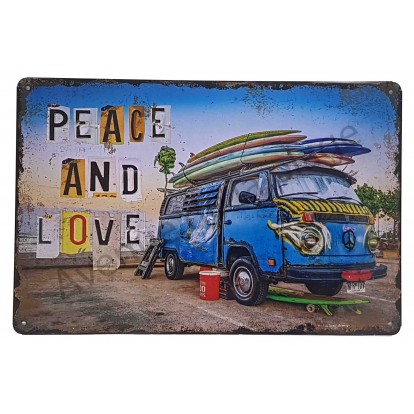 Plaque vintage camper Van Peace and Love