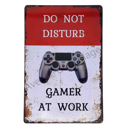 Plaque vintage "Gamer at work"