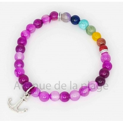 Bracelet 7 chakras et agate rose