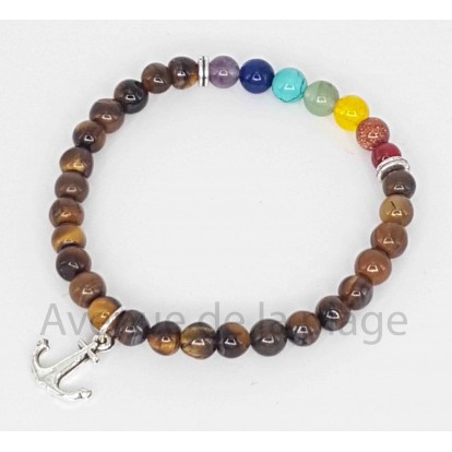 Bracelet 7 chakras et oeil de tigre