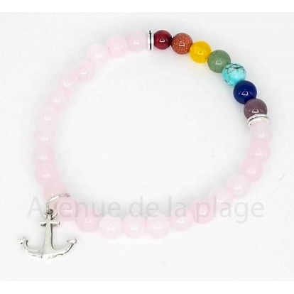 Bracelet 7 chakras et quartz rose