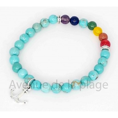 Bracelet 7 chakras et turquoise