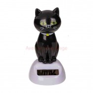 Figurine solaire chat noir