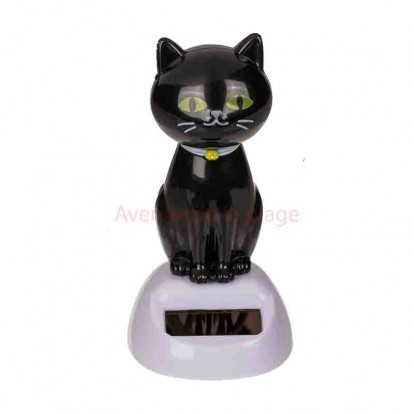 Figurine solaire chat noir
