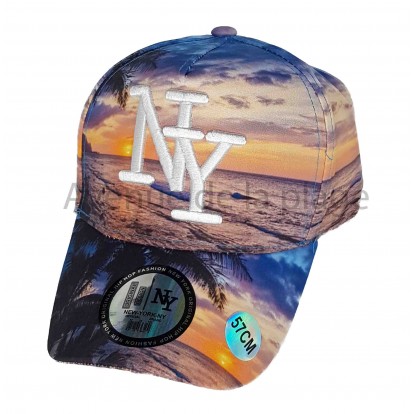 Casquette NY coucher de soleil sur la plage