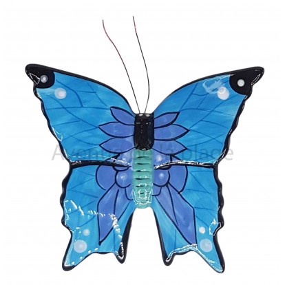 Papillon décorartif bleu et violet 15 cm