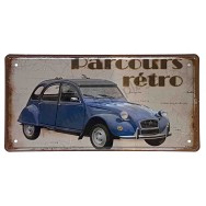 Plaque vintage 2cv parcours rétro