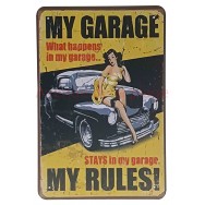 Plaque vintage Pin-up Mon garage Mes règles