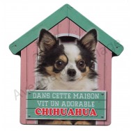 Pancarte Dans cette maison vit un adorable Chihuahua à poil long